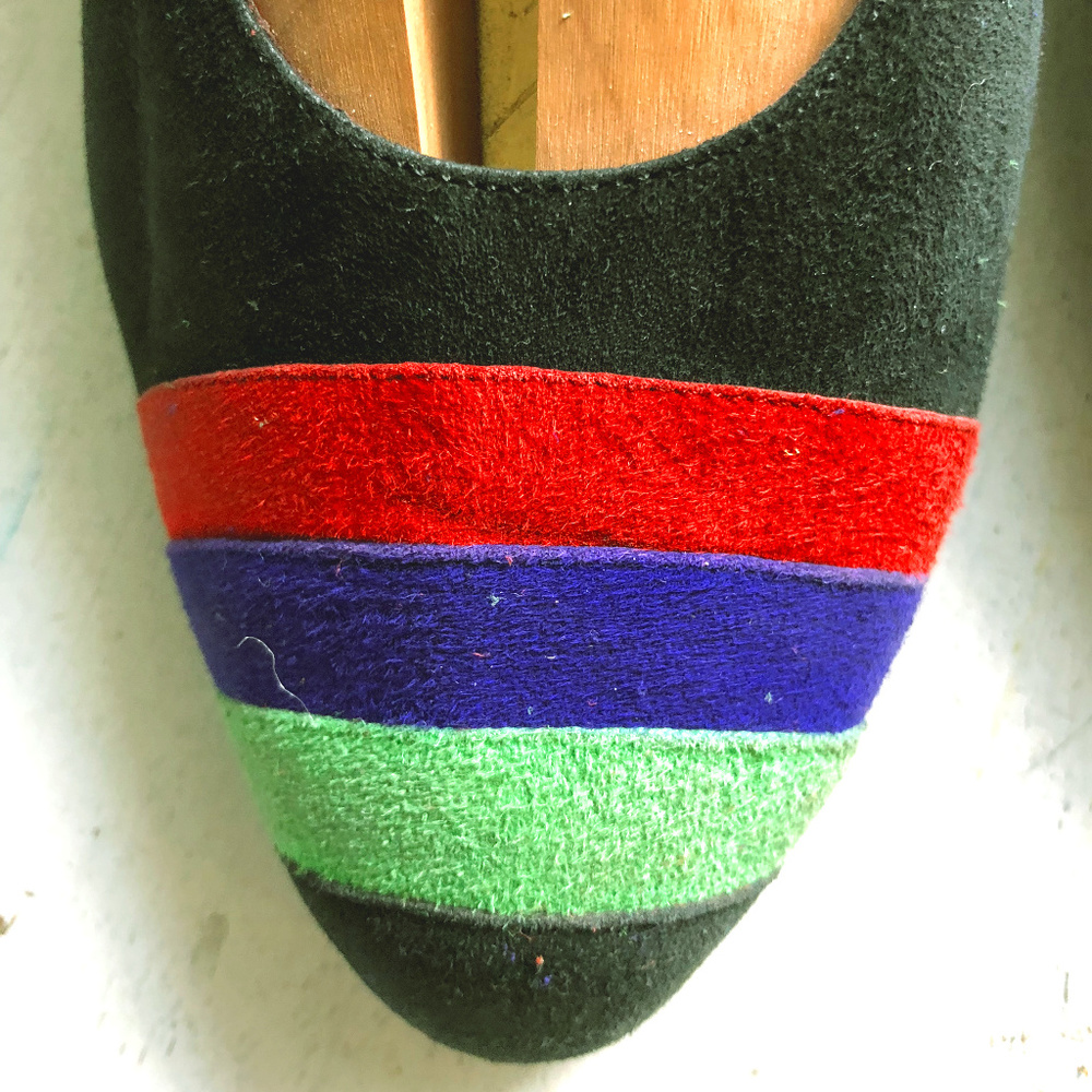 Vintage Celine Multi Suede Pumps Sz 38-1/2